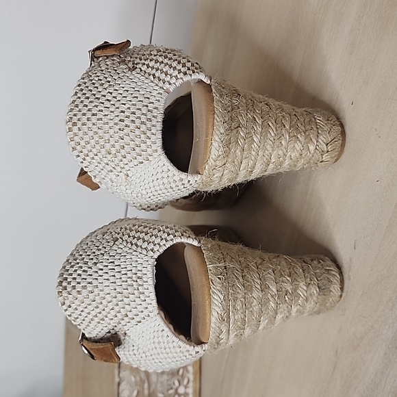 Paseart Suede Espadrille Wedges Cognac Brown 7 - Picture 4 of 9